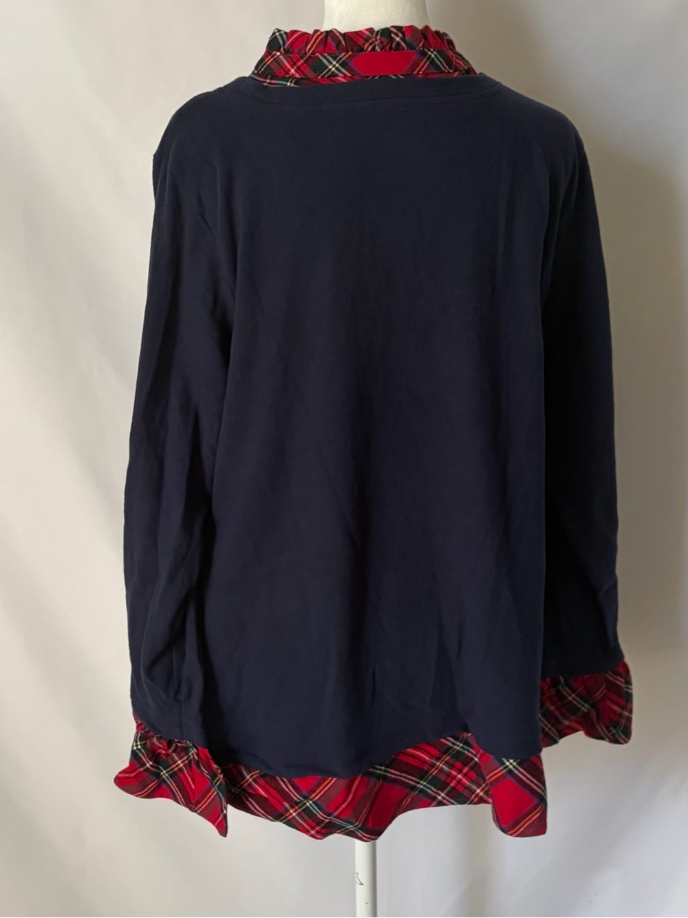 New JingleBelles by Kim Gravel Peek a Boo Ruffle Tartan Top Twilight size Large - Picture 3 of 10